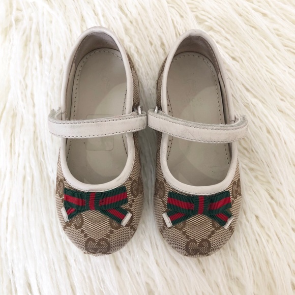 Gucci Other - Gucci Canvas Logo MaryJane Baby Girl Shoes Size 21